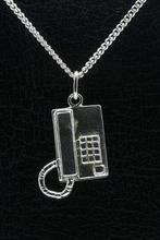 Zilveren Telefoontoestel ketting hanger, Nieuw, Verzenden