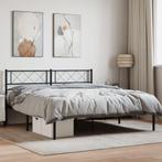 vidaXL Bedframe met hoofdbord metaal zwart 120x200 cm, Verzenden, Zwart, Nieuw, Twijfelaar