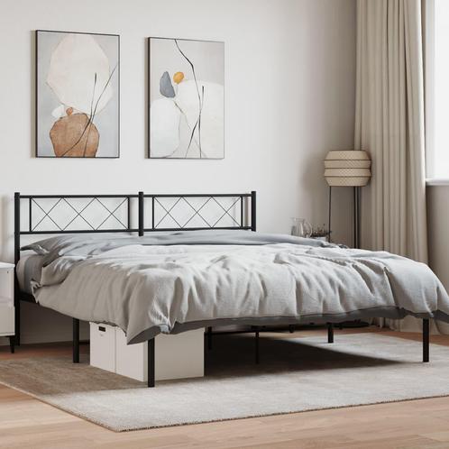 vidaXL Bedframe met hoofdbord metaal zwart 120x200 cm, Huis en Inrichting, Slaapkamer | Bedden, 120 cm, 200 cm, Zwart, Twijfelaar