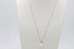 Ketting met hanger - 18 karaat Witgoud Parel - Diamant, Sieraden, Tassen en Uiterlijk, Antieke sieraden