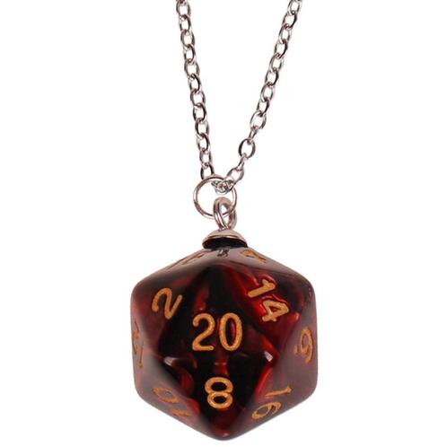 Ketting Zilverkleurig 55cm - Hanger DnD D20 zwart/rood 2,5cm, Sieraden, Tassen en Uiterlijk, Kettingen, Nieuw, Ophalen of Verzenden