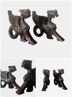 sculptuur, Draghi - XIX sec - 38 cm - Hout