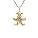 Gouden hanger beer met diamant 14 karaat, Verzenden, Zo goed als nieuw, Wit, Goud