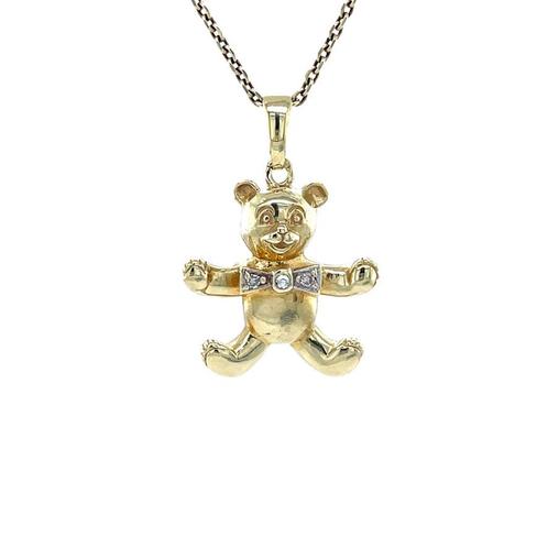 Gouden hanger beer met diamant 14 karaat, Sieraden, Tassen en Uiterlijk, Kettinghangers, Wit, Zo goed als nieuw, Goud, Verzenden