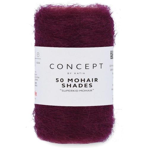 Katia Concept 50 Mohair Shades - 40 bordeauxrood - Mohair, Hobby en Vrije tijd, Breien en Haken, Ophalen of Verzenden