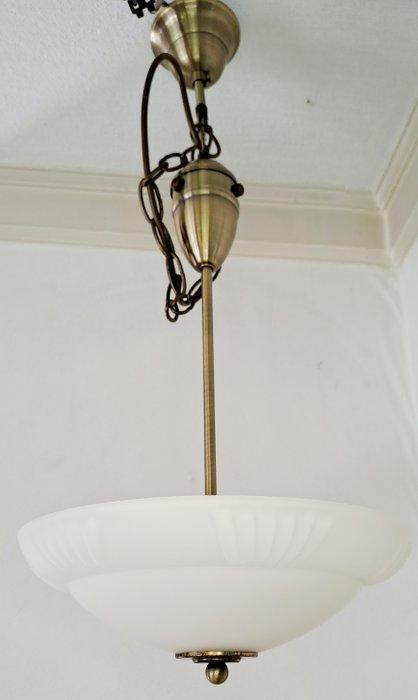 Massive - Plafondlamp - Glas, Messing - Art deco-stijl lamp, Antiek en Kunst, Curiosa en Brocante
