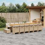 vidaXL 17-delige Tuinset met kussens poly rattan beige, 6 zitplaatsen, Nieuw, Tuinset, Verzenden