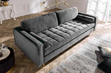 Design 3-zits loungebank COSY VELVET 220cm grijs fluwelen beschikbaar voor biedingen