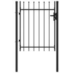 vidaXL Poort met puntige bovenkant enkel 1x1,2 m staal zwart, Verzenden, Nieuw