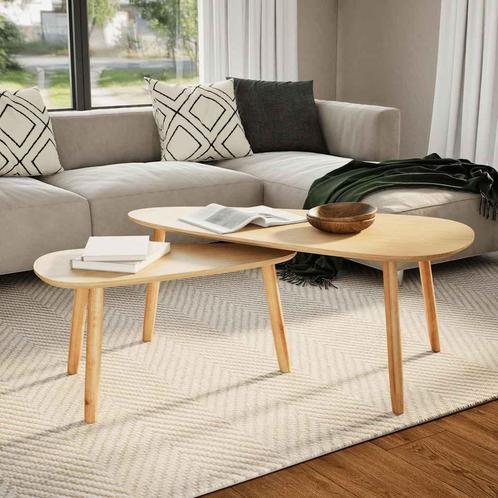 vidaXL 2-delige Salontafelset massief grenenhout bruin, Huis en Inrichting, Tafels | Salontafels, Nieuw, 50 tot 100 cm, Grenenhout