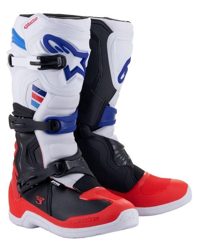 Alpinestars Tech 3 Wit Felrood Donkerblauw, Motoren, Kleding | Motorkleding, Heren, Nieuw met kaartje, Laarzen, Verzenden