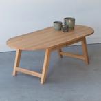 Ovalen salontafel eikenhout licht 125 x 58 x 41cm, Huis en Inrichting, Tafels | Salontafels, 100 tot 150 cm, Eikenhout, Nieuw
