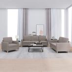 vidaXL 3-delige Loungeset met kussens stof taupe, Huis en Inrichting, Banken | Bankstellen, Verzenden, Nieuw, Vierpersoons of meer