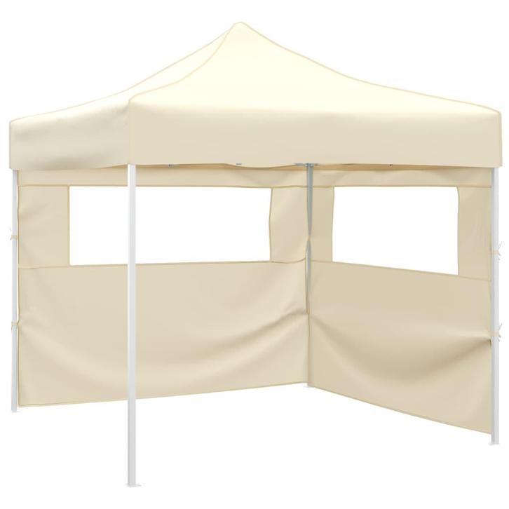 vidaXL Vouwtent met 2 wanden 291x291x315 cm crème, Tuin en Terras, Partytenten, Nieuw, Verzenden