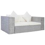 vidaXL Tweezitsbank met kussens natuurlijk rattan, Verzenden, 150 tot 200 cm, Riet of Rotan, Nieuw