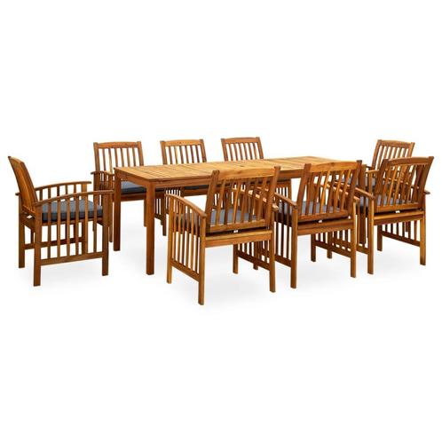 vidaXL 9-delige Tuinset met kussens massief acaciahout, Tuin en Terras, Tuinsets en Loungesets, Tuinset, Nieuw, 8 zitplaatsen
