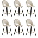 Barkruk Sachel met rugleuning, fluweellook - crème/zwart, Se, Verzenden, Nieuw