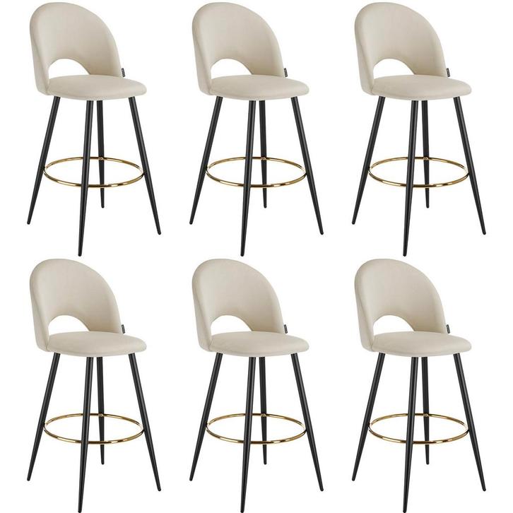 Barkruk Sachel met rugleuning, fluweellook - crème/zwart, Se, Huis en Inrichting, Barkrukken, Verzenden