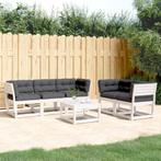 vidaXL 5-delige Loungeset met kussens massief grenenhout wit, Verzenden, Nieuw, 5 zitplaatsen, Loungeset