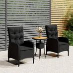 vidaXL 3-delige Tuinset poly rattan zwart, Tuin en Terras, 2 zitplaatsen, Nieuw, Tuinset, Verzenden