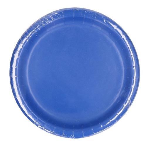 8x Blauwe wegwerp bordjes van karton 23 cm - Bordjes, Hobby en Vrije tijd, Feestartikelen, Verzenden