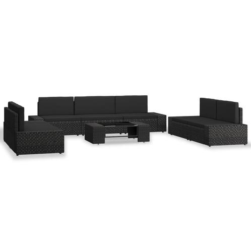 vidaXL 8-delige Loungeset poly rattan zwart, Tuin en Terras, Tuinsets en Loungesets, Loungeset, Nieuw, Rotan, Verzenden