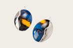 Vlinder Collectie blauw en platina ovaal porseleinen oorhang, Ophalen of Verzenden, Nieuw in verpakking