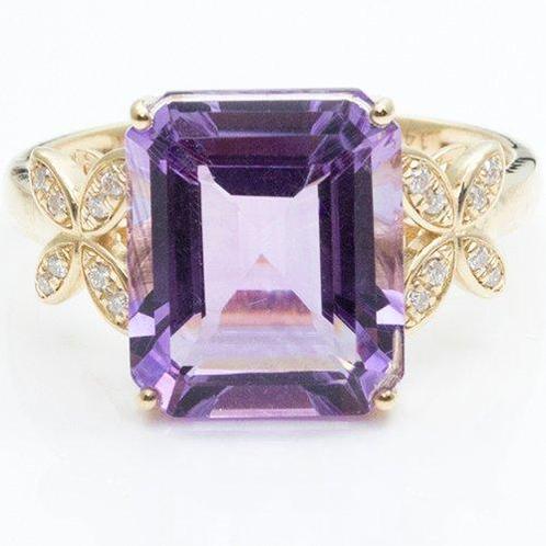 Zonder Minimumprijs - Ring - 14 karaat Geel goud Amethist -, Sieraden, Tassen en Uiterlijk, Ringen