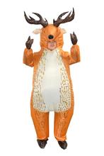 KIMU® Opblaas Kostuum Hert Bruin Opblaasbaar Pak Hertenpak M, Carnaval, Nieuw, Overige maten, Ophalen of Verzenden