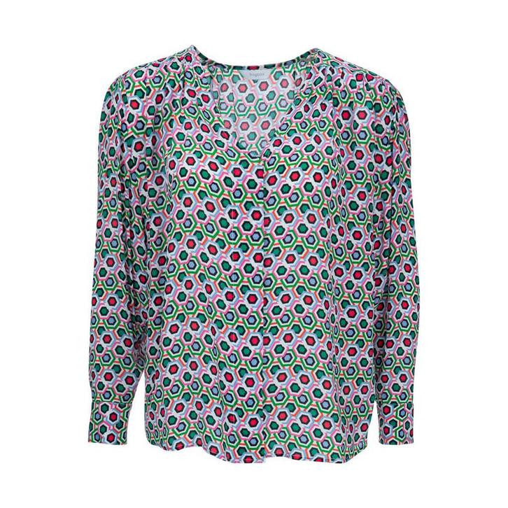 Frogbox • blouse met hexagons • 36, Kleding | Dames, Tops, Groen, Nieuw, Maat 36 (S), Verzenden