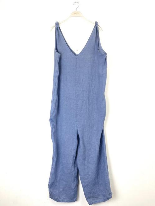 Jumpsuit in 100% linnen - v-hals en zijzakken - kleur BLAUW, Kleding | Dames, Tops