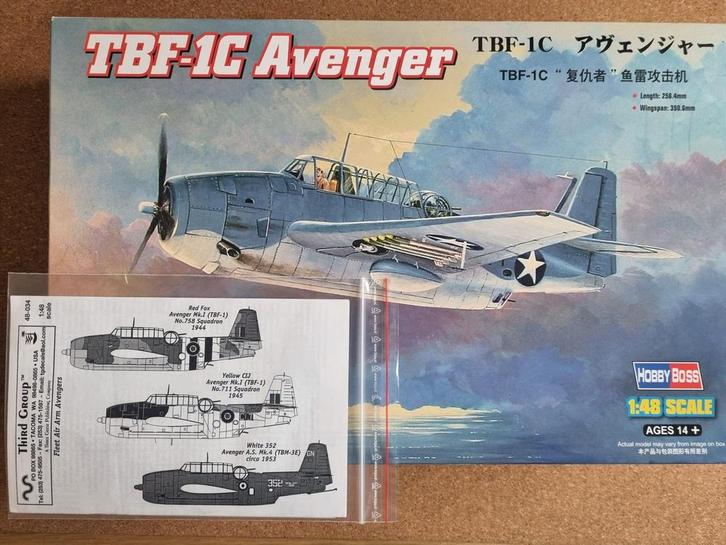 HobbyBoss 80314 TBF-1C Avenger 1:48 + British decals, Hobby en Vrije tijd, Modelbouw | Vliegtuigen en Helikopters, Verzenden