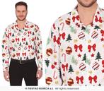 Kerst Overhemd Wit Kerstsymbolen Heren, Kleding | Heren, Ophalen of Verzenden, Nieuw