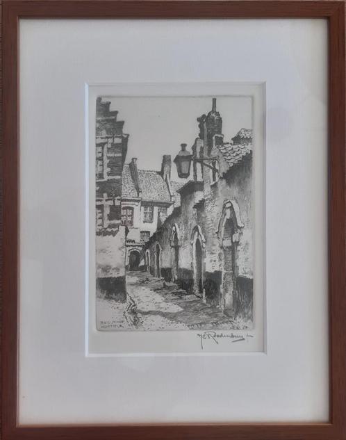 Hendrik Roodenburg - Begijnhof Kortrijk, Antiek en Kunst, Kunst | Etsen en Gravures, Ophalen of Verzenden