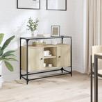 vidaXL Dressoir met glazen blad 98x35x81 cm hout sonoma, Huis en Inrichting, Kasten | Dressoirs, Verzenden, Nieuw, 50 tot 100 cm