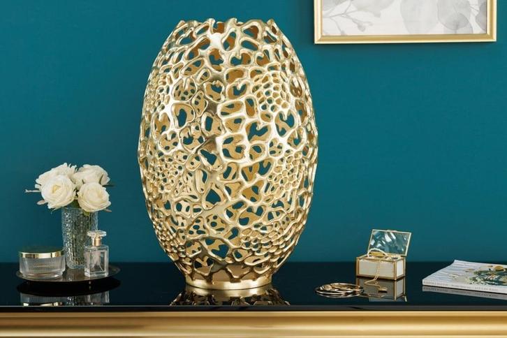 Filigrane Design Vaas ABSTRACT BLAD goud 50cm Handarbeit -, Huis en Inrichting, Woonaccessoires | Vazen, Ophalen of Verzenden