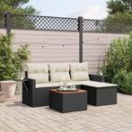 vidaXL 5-delige Loungeset met kussens poly rattan zwart, Verzenden, Nieuw, Rotan, Loungeset