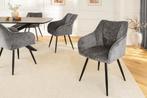 Draaibare Retro Stoel AVIGNON Grijs Chenille Zwart Metalen, Huis en Inrichting, Ophalen of Verzenden, Nieuw