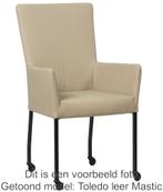 Set van 6 Bruine leren moderne eetkamerstoelen - met armleun, Huis en Inrichting, Stoelen, Overige kleuren, Nieuw, Leer, Ophalen of Verzenden