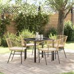 vidaXL Tuin Eetset 5 pcs Bruin poly rattan, Verzenden, Nieuw, Rotan