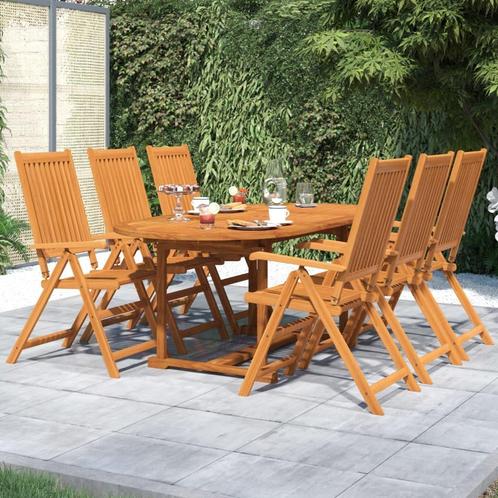 vidaXL 7-delige Tuinset massief acaciahout, Tuin en Terras, Tuinsets en Loungesets, Tuinset, Nieuw, 6 zitplaatsen, Hardhout, Verzenden