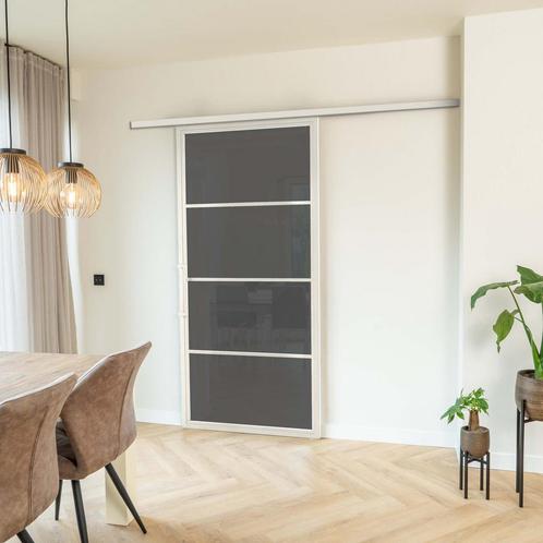 Stalen Schuifdeur met koofsysteem 4 Vlaks Wit Rook glas, Doe-het-zelf en Verbouw, Kozijnen en Schuifpuien, Inclusief glas, Nieuw