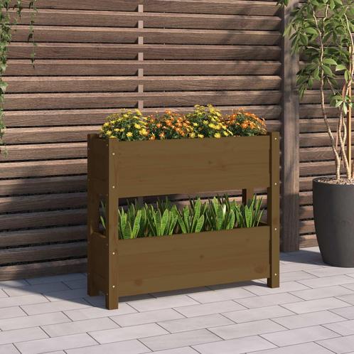 vidaXL Plantenbak 77x25x66 cm massief grenenhout honingbruin, Tuin en Terras, Bloempotten, Nieuw, Verzenden