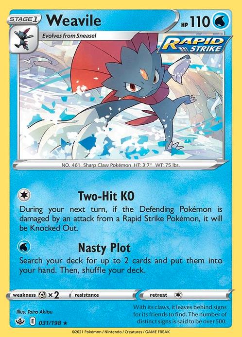Weavile 031/198 holo Chilling Reign, Hobby en Vrije tijd, Verzamelkaartspellen | Pokémon, Losse kaart, Nieuw, Foil, Ophalen of Verzenden