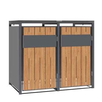 Container ombouw - 2 containers - staal - houtlook antraciet beschikbaar voor biedingen