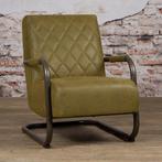 *WOONWINKEL* Tower Living Civo Ecoleer Fauteuil Met Ruitstik, Huis en Inrichting, Fauteuils, Verzenden, Nieuw, Leer