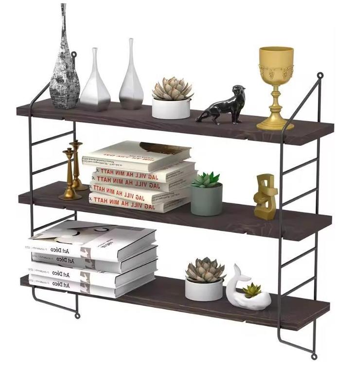 3-Lagen Wandplank – Industrieel Wandrek Hout en Metaal, Huis en Inrichting, Kasten | Wandmeubels, Nieuw, Verzenden