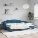 vidaXL Slaapbank met onderschuifbed 80x200 cm fluweel blauw, Huis en Inrichting, Eenpersoons, Nieuw, 80 cm, 200 cm