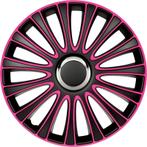 4-Delige Wieldoppenset LeMans 14-inch zwart/roze, Verzenden, Nieuw