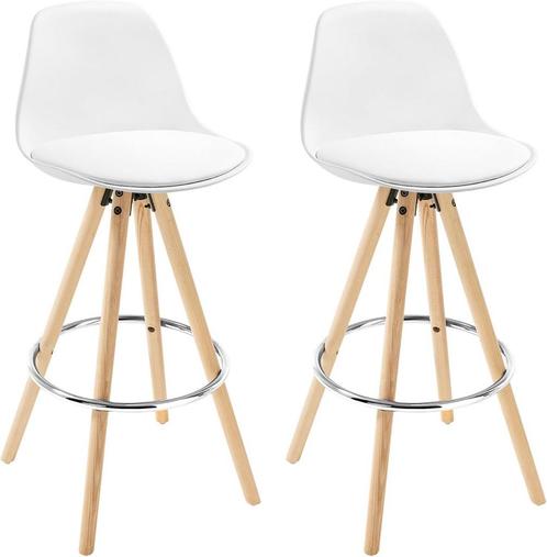 2x barkrukken - hoge krukken met rugleuning - houten frame, Huis en Inrichting, Barkrukken, Verzenden